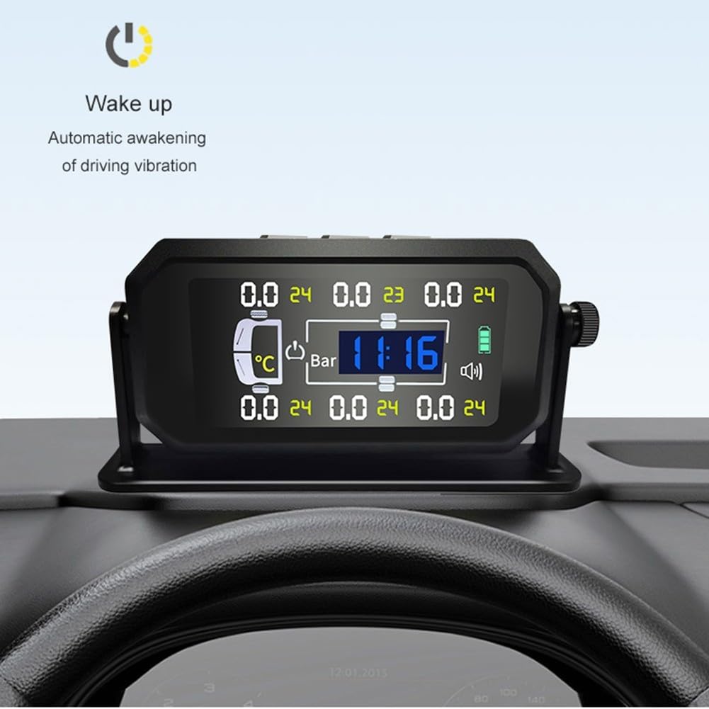 Caravan TPMS di monitoraggio della pressione dei pneumatici, camion rimorchio finestrino, schermo solare grande display display auto pressione pneumatici display 6 ruote sensore