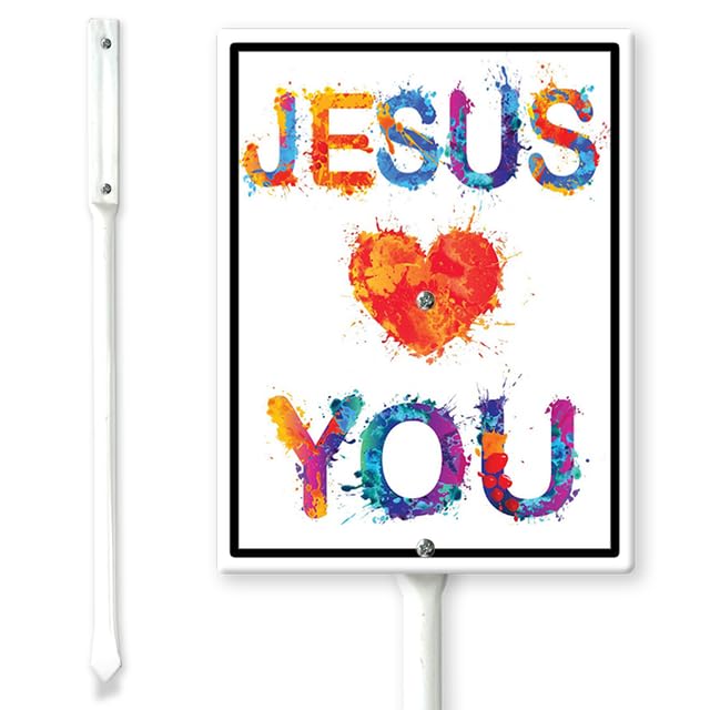 Amazon.com : Ymaotrade Jesus Loves You Yard Sign with Stakes 8in