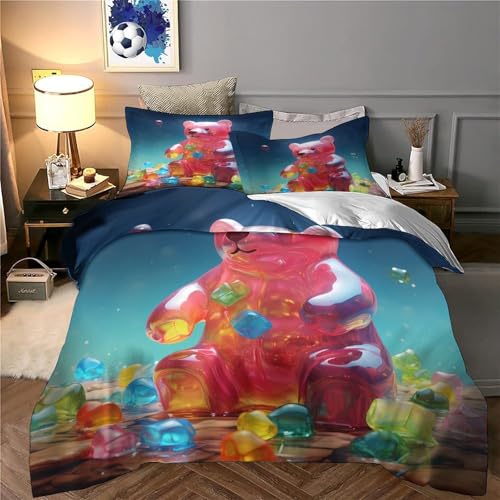 Housse de couette oursons gélifiés douce microfibre résistante parure de lit - 6