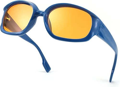 FEISEDY Gafas de sol deportivas envolventes de moda con marco rectangular grueso, gafas funky para mujeres y hombres B2831
