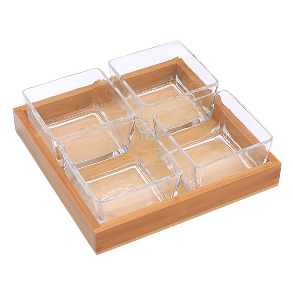 UKCOCO 1ensemble Plat de Service Verre Divisé pour Fruits Secs Noix et Snacks Plateau de Présentation pour Mariages Apéritifs et Fêtes Couleur Aléatoire