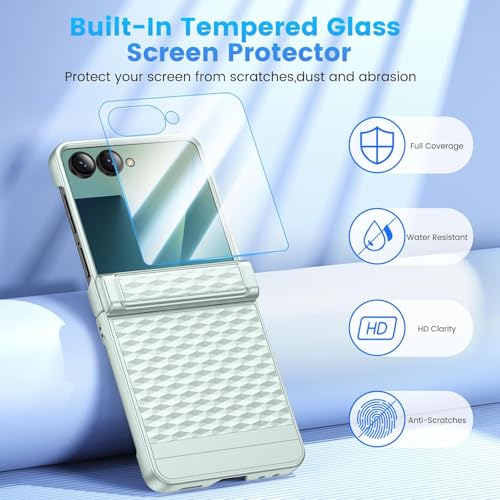 Image of Kapa Geometric Hinge Protection Back Cover for Samsung Galaxy Z Flip7 / Flip 7 | with [Inbuilt Glass] Full Body Shockproof Hard Back Case (Mint Green)