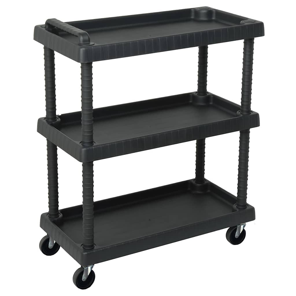 Carro de taller 3 estantes negro 75x37,5x92 cm PP