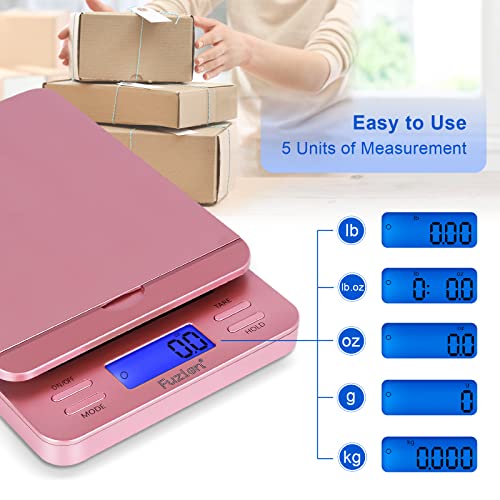 fuzion shipping scale digital postage scale for packages 86 lb01oz with hold and tare postal scale with flip holder package scale for small business battery amp ac adapter rose gold