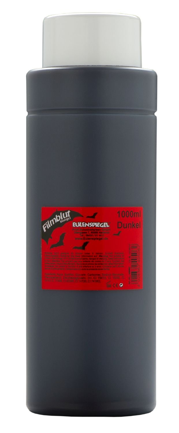 Eulenspiegel - sztuczna krew filmowa w postaci żelu, ciemnoczerwona | 1000 ml, Krew teatralna do efektów specjalnych, na Halloween, karnawał i imprezy tematyczne