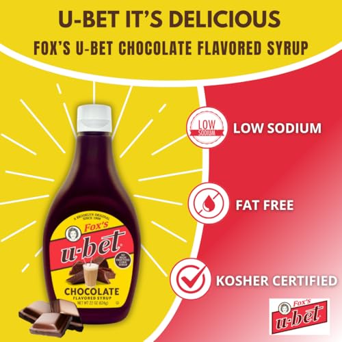Image of FOX'S U-BET Syrup Bottle - Brooklyn Original Since 1900, Thick, No High Fructose Corn Syrup, Kosher Certified, Fat Free, For Egg Creams, Coffee, Milkshakes & Desserts, 22 oz (1-Pack, Chocolate)