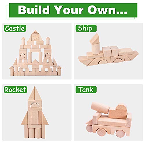 Iplay, Ilearn Toddler Wooden Building Block Toys, 72 Pcs Kids Natural Wood Stacking Blocks Set Standard Unit, Preschool Kindergarten Montessori Toy, Birthday Gift For Age 2 3 4 5 6 Year Old Boy Girl #TOP2