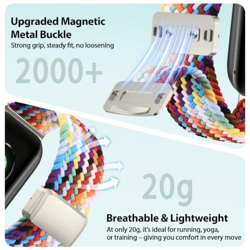 Image of Tobfit Stretchy Nylon Braided Band for Redmi Watch 6 /Redmi Watch5 /4 & Xiaomi Smart Band 8 Pro /9 Pro - Breathable, Adjustable Quick-Release Replacement Strap