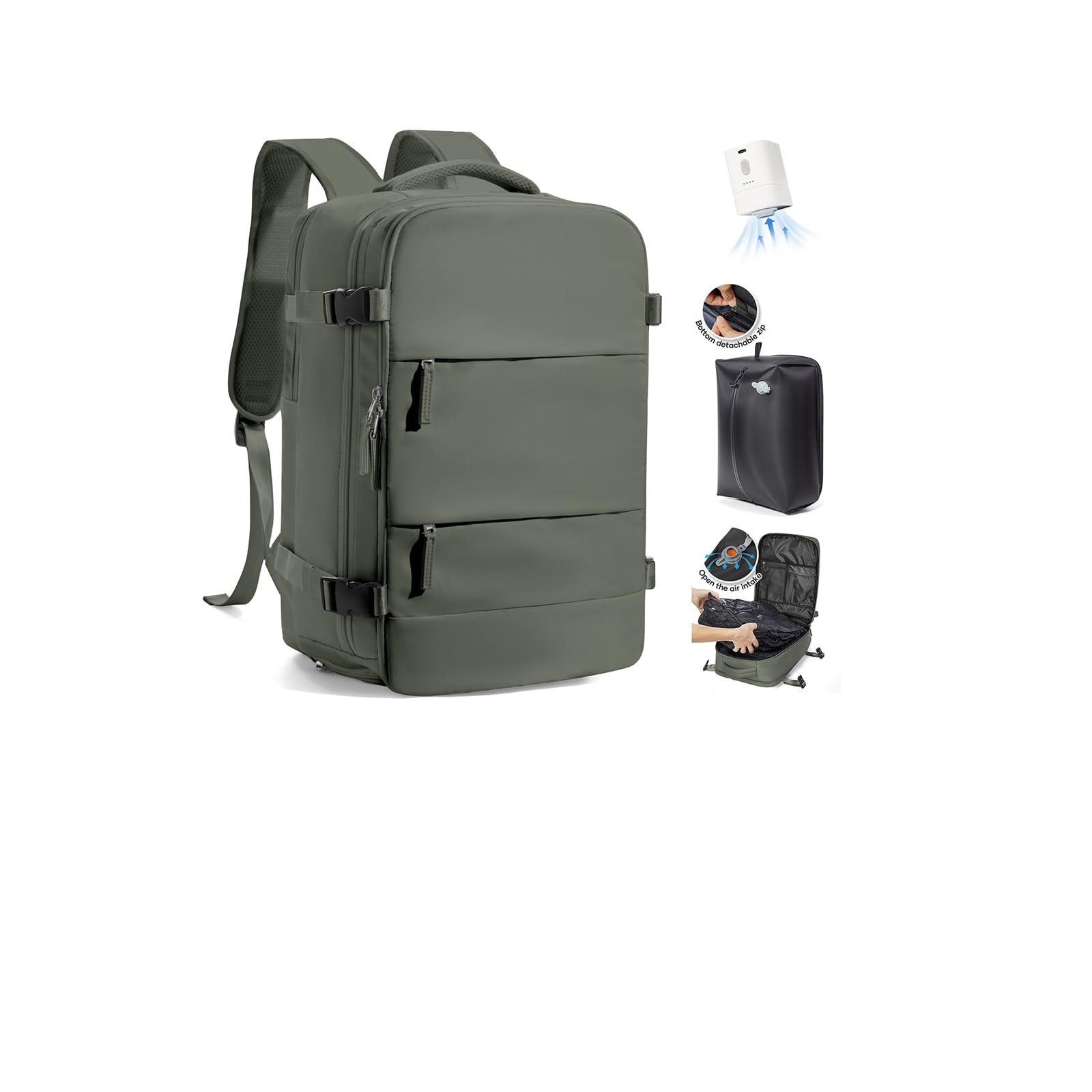 SZLX Zaino Ryanair 40x30x20 Sottovuoto con pompa Zaino da Viaggio 40x30x20 Sottovuoto Bagaglio a Mano Wizzair Vueling Donna Uomo Borse da Cabina per Laptop 14 Pollici Impermeabile con scomparto scarpe