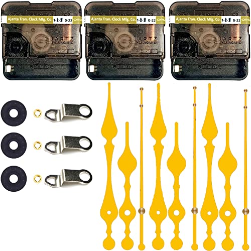 Image of YOPY� Combo 3 of Ajanta Mfg. Battery Operated Plastic Ticking Wall Clock Movement Machine with Hands (Needles : Antique Gold 3)