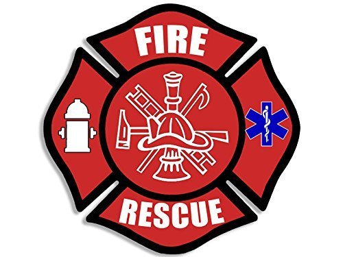 GHaynes Distributing FIRE Rescue Maltese Cross Shaped Sticker Decal (Decal EMT EMS Medic Firefighter) Size: 4 x 4 inch