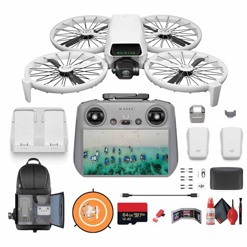 DJI Flip Drone with (RC 2 Fly More Combo) Screen Remote Controller – Lightweight Drone – 4K UHD, 31Min Flight Time (CP.FP.00000184.04) + Backpack + Landing Pad + 64GB Memory Card + USB-C Cable +