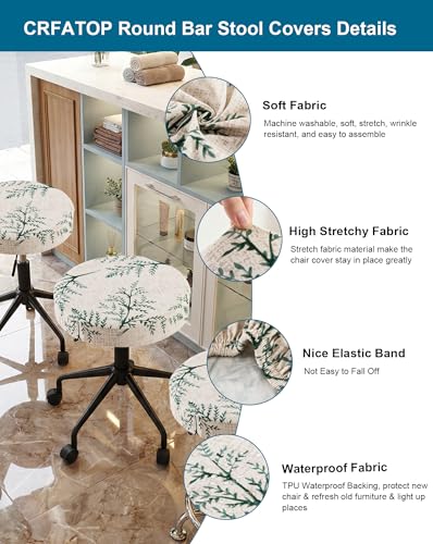 Image of CRFATOP 6 Pack Waterproof Bar Stool Covers Round Seat Slipcover,M,14