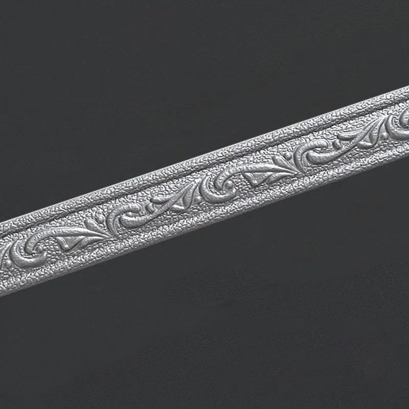 Dostear Wallpaper Border Peel and Stick Wall Border Sticker Home Ceiling Decorative Border for Bathroom Living Room Kitchen Silver 4 X 230cm(2pcs)