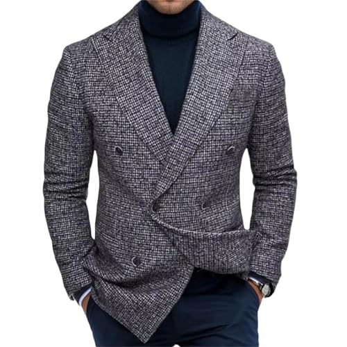 Men's Fall V Neck Long Sleeve Suit Jacket Comfort Casual Blazer for Men-Gray2