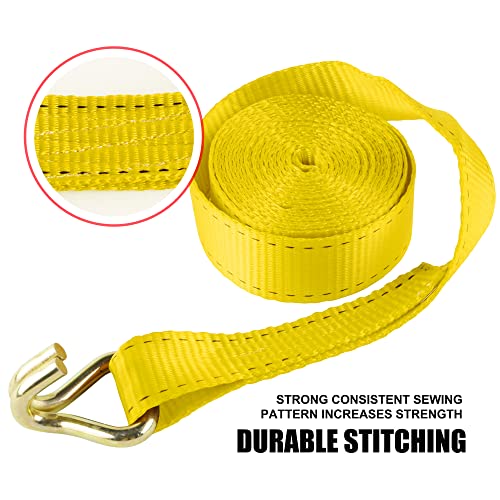 Awelcraft Ratchet Straps (4Pk) - 4500Lbs Breaking Strength 1.5''×15' Heavy Duty Tie Down Straps With Padded Handles, Double J Hooks & Soft Loops For Moving Motorcycle, Trailer & Trucks (Yellow) #TOP3