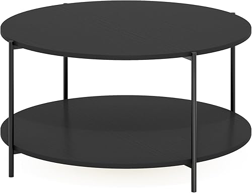 Miniatura 33 de Furinno Mesa de centro de diseño simple, nogal Columbia/negro Columbia Nogal/Negro,Marrón oscuro,2-Marrón oscuro,Roble Francés/Negro,Pino