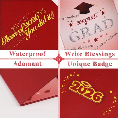 Suyeah Graduation Decorations 2026, Graduation Guest Book, Class of 2026 Grad Guestbook for Graduates Signature Congrats Grad Decorations Supplies Gifts Idea Table Decor (Red) — view 3