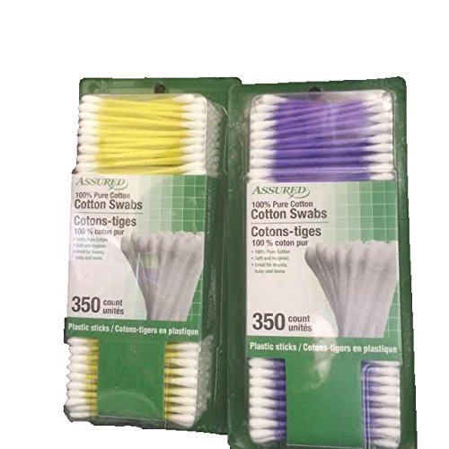 Assured Cotton Swabs 100% Cotton-Soft & Hygienic-Purple/Yellow-Total 700 Swabs