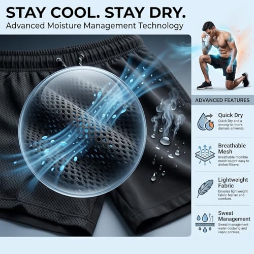 Image of Men's 2 in 1 Active Dual Shorts with Inner Tights | Double Layer Gym Shorts | Running, Training & Sports Shorts with Pocket Plus Size (S to 6XL)