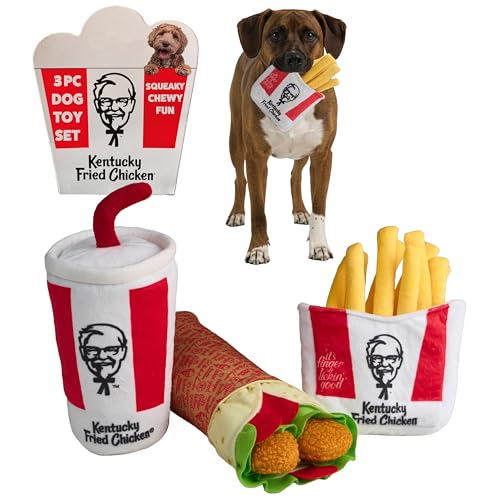 KFC - Juego de 3 piezas de juguetes para perros - Envoltura de pollo, papas...