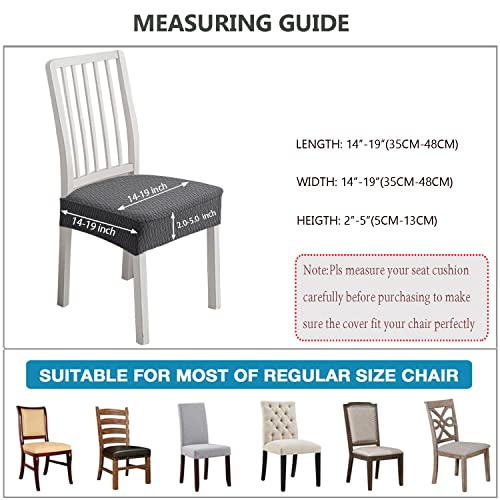 KELUINA Stretch Lattice Jacquard Waterproof Chair Seat Covers for Dining Room 1/2/4/6 PCS Chairs Covers Dining Chair Covers Kitchen Chair Covers (Gray,4 Pcs) - Image 2
