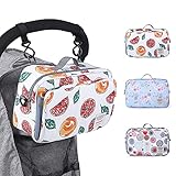 GOGOSO Non-Slip Stroller Organizer Bag for Diapers with Insulated Pocket, Stroller Hooks and Adjustable Strap,Universal Fit Most Strollers, Fruits