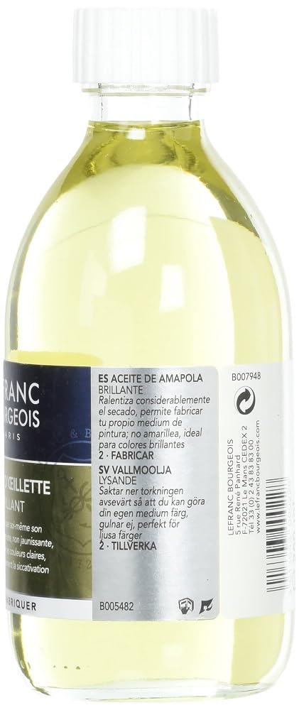 Lefranc Bourgeois Aditivo para Pintura al Óleo - Aceite de Amapola, Frasco de 250 ml