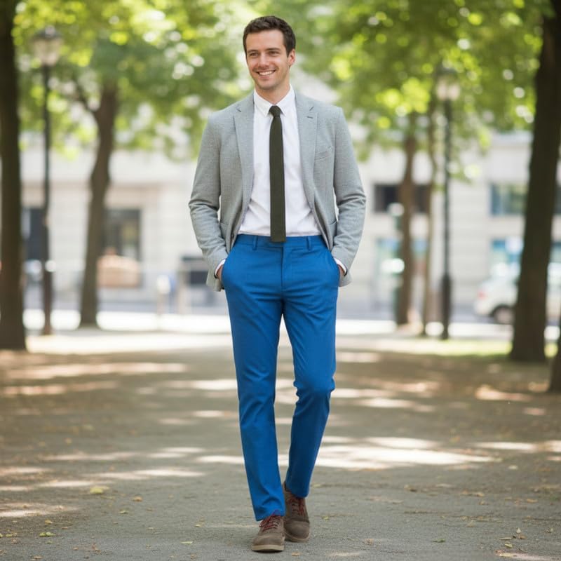 Mens Classic Fit Suit Pants Flat Front Formal Dress Pants for Business & Wedding