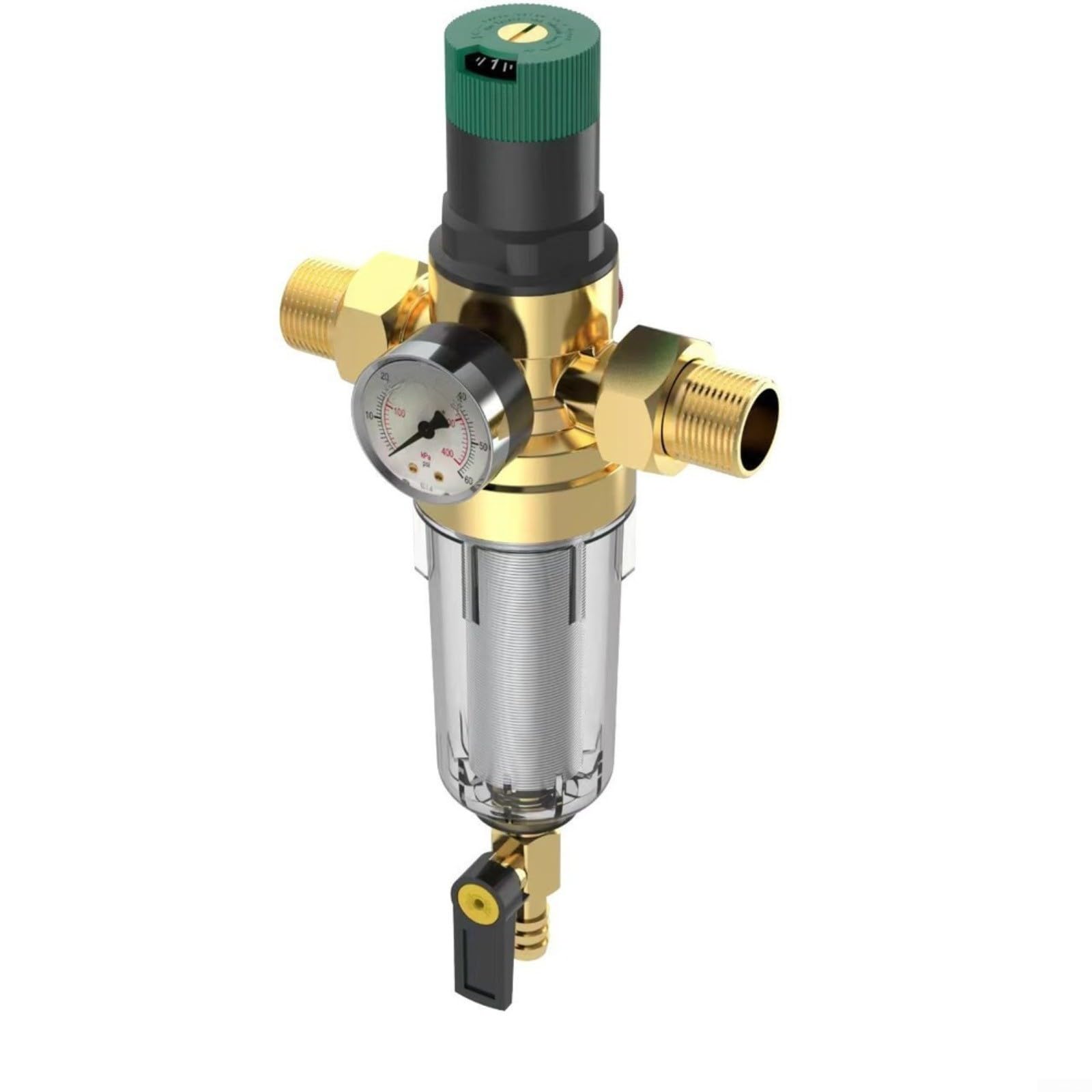 Regolatore di pressione, filtro dell'acqua con manometro, riutilizzabile, filtro grosso in acciaio inox 316, maglia 40, per tubi da 1/2 3/4 1 pollici, da -10 a 70 gradi (3/4 pollici)