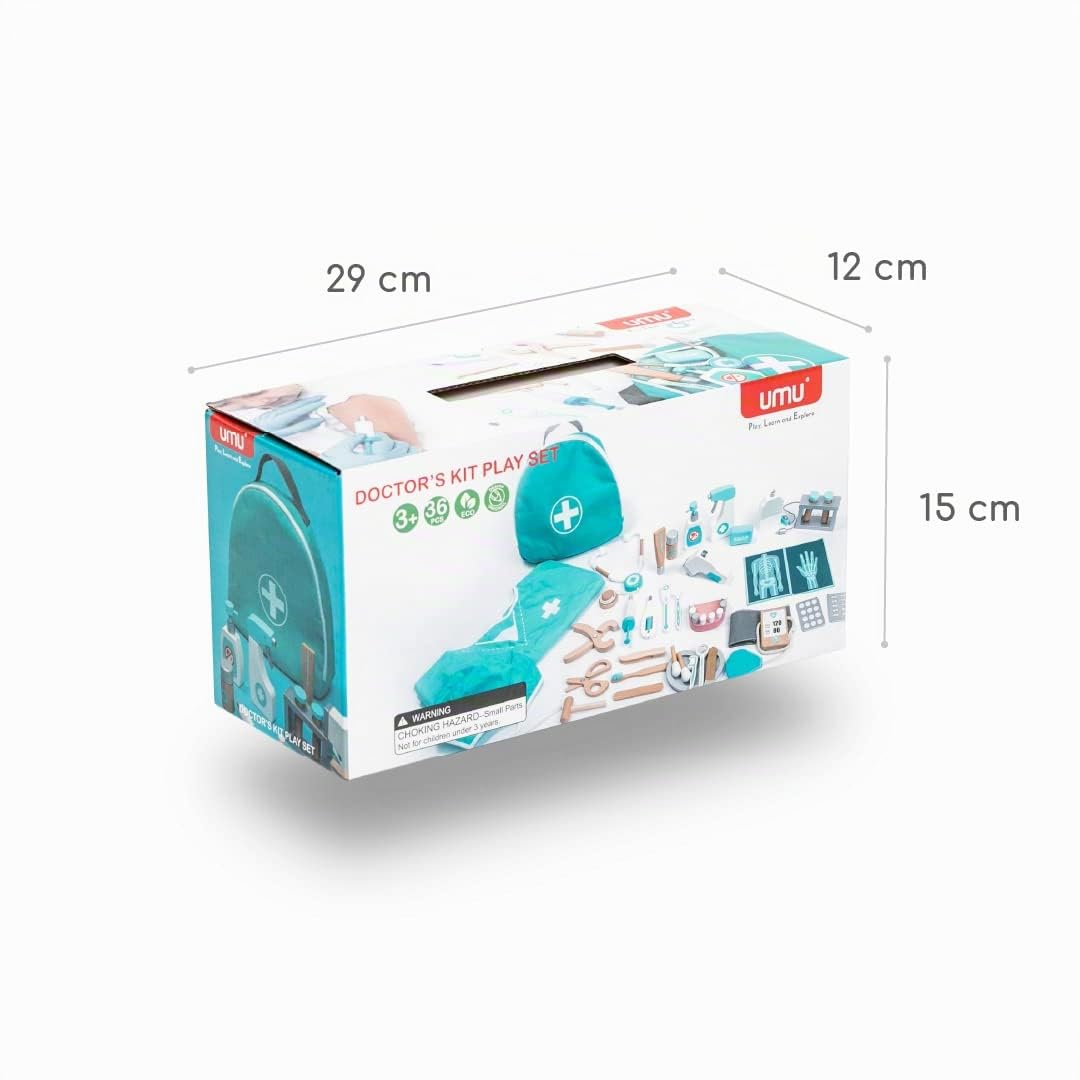 UMU® Deluxe Malette Docteur Enfant en Bois – Kit Médecin 36 Pièces avec Stéthoscope, Accessoires de Dentiste, Blouse et Plus, Jouet Docteur pour Enfants dès 3 4 5 6 Ans, Jeu d’Imitation Éducatif