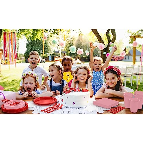 Image of Exquisite 350 Pcs Valentines Plates and Napkins Party Supplies Plate Sets | Sturdy Plastic Dinnerware Set With 9 inch & 7 inch Plates, 12 Oz Cups, Lunch Napkins and Cutlery Serves 50 for Birthdays & Everyday