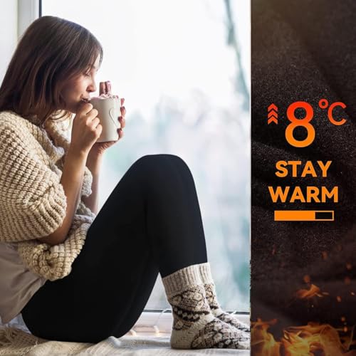 FuelMeFoot Thermo Leggings Damen Gefüttert Fleece High Waist Thermounterwäsche Warm Lang Strümpfhose Blickdicht Winter.01-Schwarz S/M