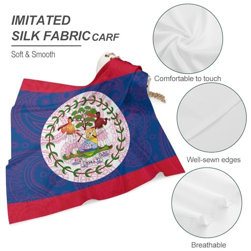 Belize Paisley Flag Funny Square Bandana Fashion Head Scarf For Women's Hair Soft Wrap Neck Scarves4