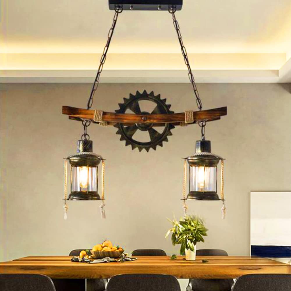 Drewniana lampa wisząca vintage lampa wisząca przemysłowa metalowa wisząca lampa retro stół jadalnia żyrandol E27 lampa sufitowa sypialnia salon jadalnia kuchnia loft bar oświetlenie dekoracyjne