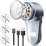 POPCHOSE Rasoir Anti Bouloche - Déboulocheur Rechargeable pour enlever Les Peluches sur Vêtement & Meuble, 3 Lames, Idéal Vêtements Canapés Couvertures Rideaux