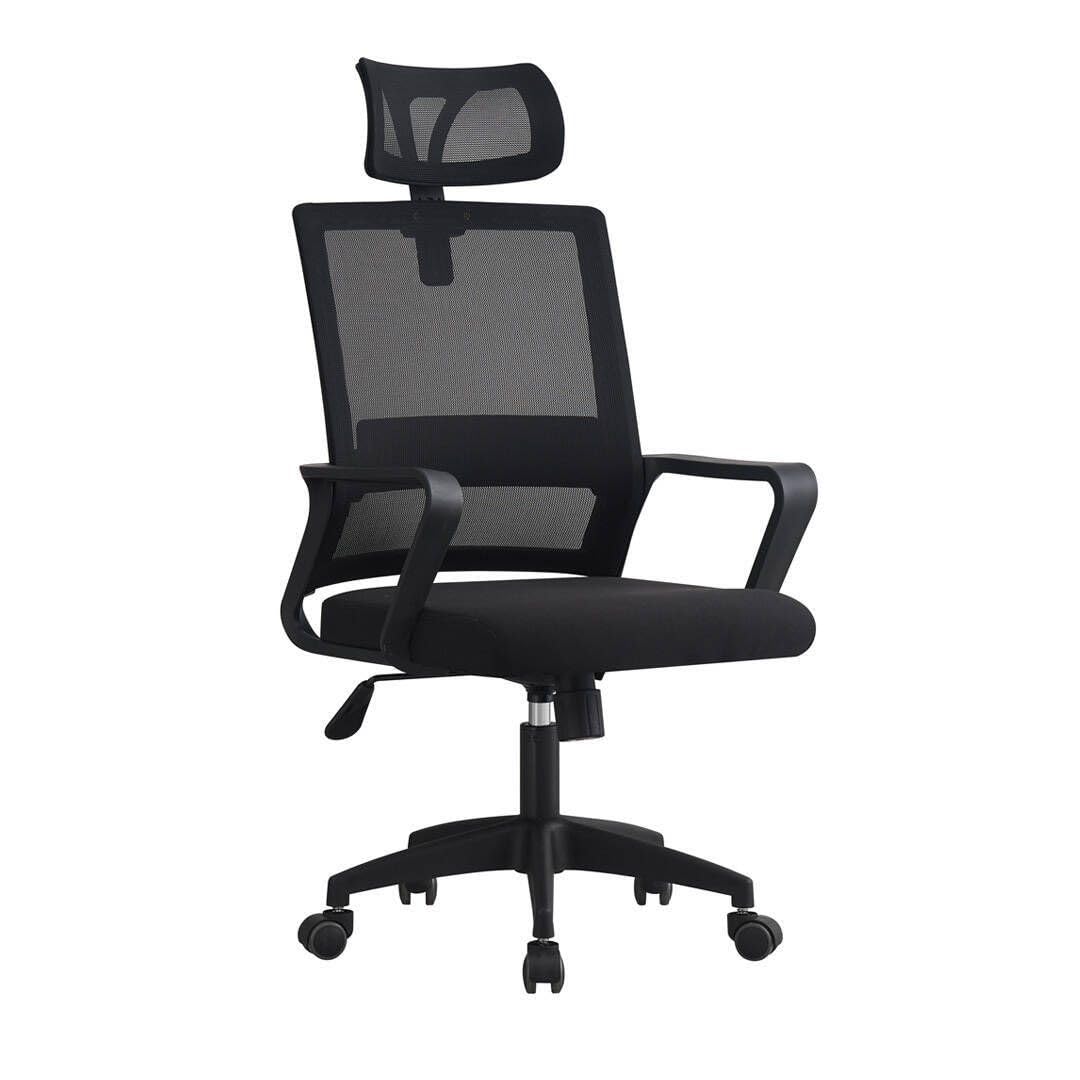 HOGAR24 ES | Silla de Oficina | Ergonómica y Moderna | Malla Transpirable | Respaldo Alto | Soporte Lumbar Reclinable | Silla de Ordenador | Cojín de Asiento Ajustable con Reposacabezas | Color Negro