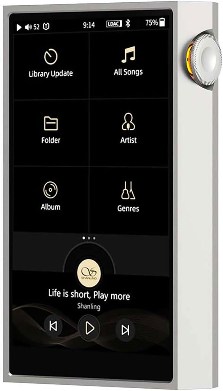 SHANLING M5 Ultra Protable Music Player,Pure Sound Audio Player,AK4191EQ+AK4499EX DAC, 768 kHz/32bit, DSD512,1100mW@32Ω Output,MTouch 4.0 OS,WiFi DLNA AirPlay,Bluetooth5.2,4.7-in Screen (Black)
