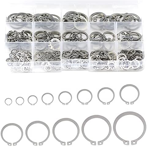 250 PCS 304 Stainless Steel C-Clip Retaining Clip Rings, External Retaining Snap Ring Circlips Cover