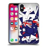 Stampa stilosa e accattivante Head Case Designs Australia Vetro Rotto Calcio Custodia Cover Dura per Parte Posteriore Compatibile con Apple iPhone X/iPhone XS