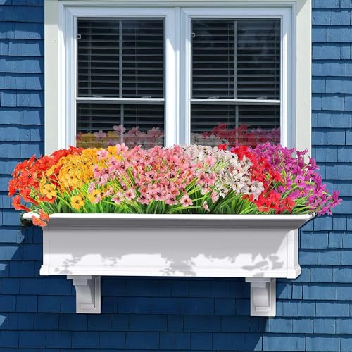 MACTING Artificial Flowers for Outdoors 6 Bundles Fake Flowers UV Resistant Faux Plastic Plants No Fade for Planters Window Box Patio Porch Garden Yard Indoor Outside Summer Decorations(Mix Color-1) - Image 3