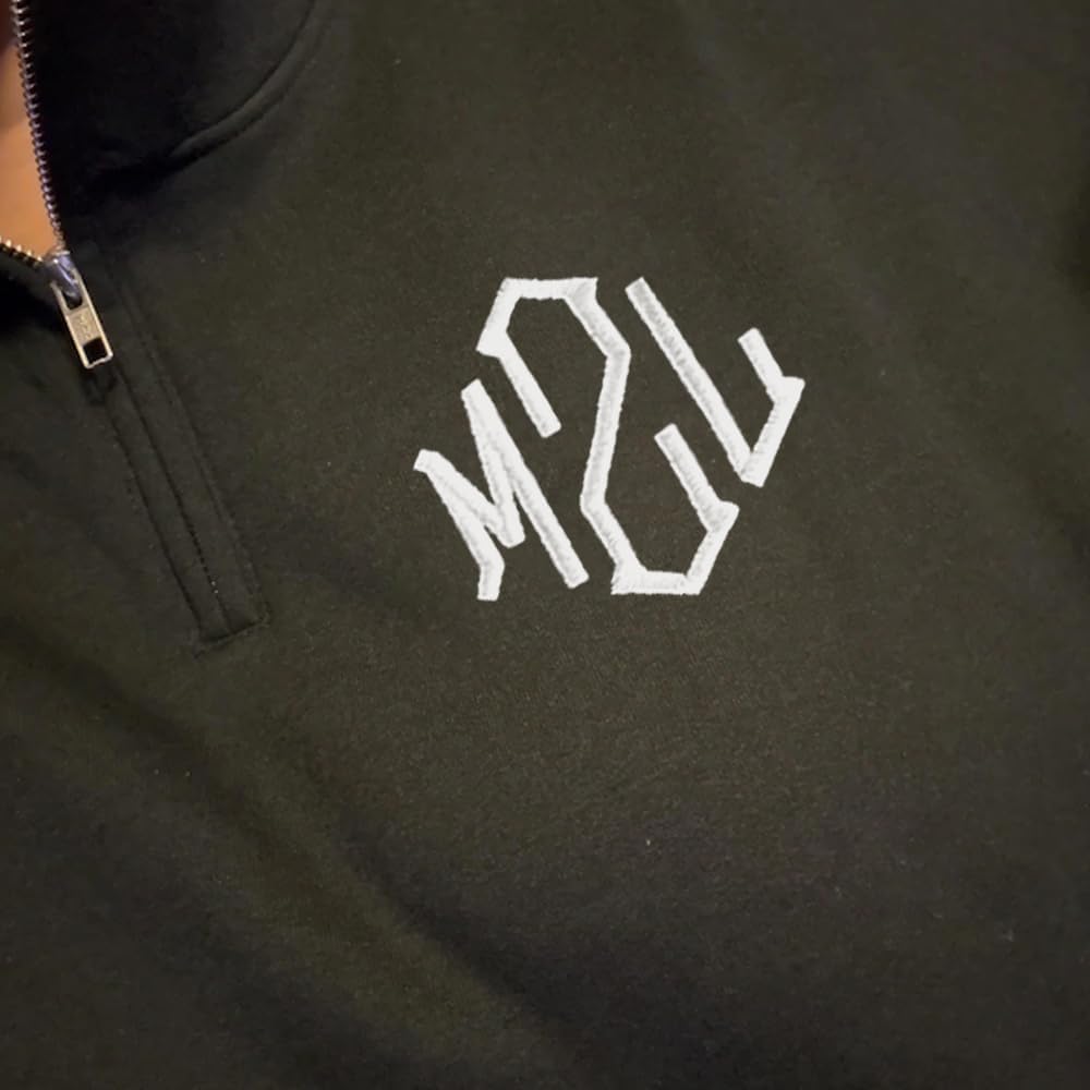 POPPOP Custom Monogram Quarter Zip Sweatshirt, Personalized Initials Pullover for Women, Cozy Embroidered Half Zip Sweater, Casual Fleece Top, Custom Name Letter Gift1 - Image 4
