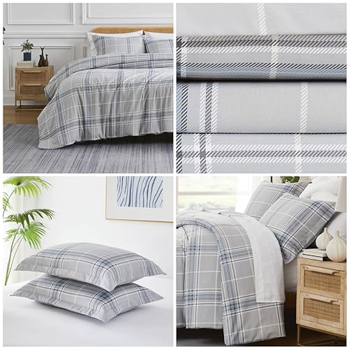 Southshore Fine Living, Inc. MF-DUV-VILPLD-GRY-Q Full/Queen Duvet Cover Set, Plaid Grey Comforter Cover thumb #2
