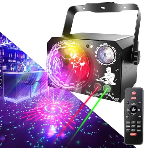Disco Party Light - 4 in 1 Sound Activated DJ Light with Disco Ball Lights Strobe Stage Effect Parties Lights for Home Birthday Dance Karaoke Show Bar DJ KTV Club Christmas Festival Gifts
