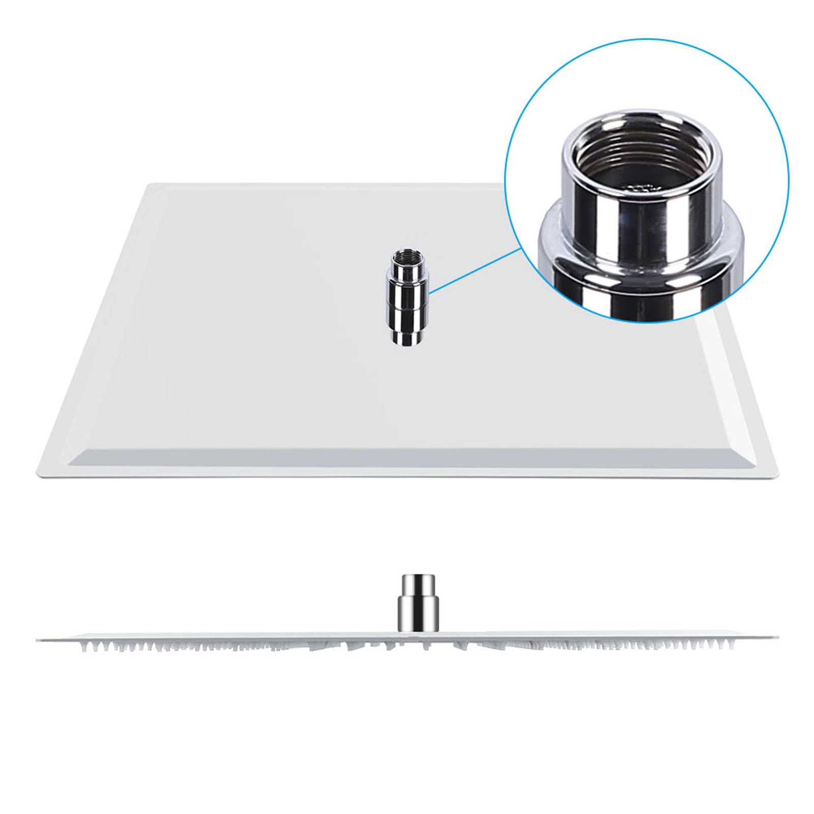 Fafeicy Cabezal de Ducha de Lluvia Cuadrada de 20 Pulgadas, Rociador de Ducha de Acero Inoxidable con Boquillas de Silicona, Moderno Accesorio de Baño de Gran Lluvia para el