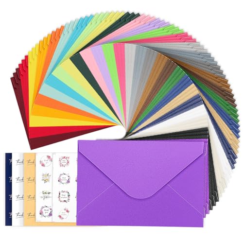 Mexgcom Umschläge, 81 farbige Briefumschläge im Set (3 x 27 Farben) aus Papier(Enthält 84 Aufkleber), Mschlag B6 Kuverts für Grußkarten Einladung Geburtstagskarten- 120 g/m², Bunt (17.5 * 12.5cm)