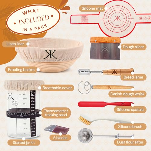 KOZY KRAFT DOUGH IT YOURSELF Sourdough Starter Kit - Glass Jar, Bread Making Supplies, Gluten-Free Option, with Health Tracker & Baking Accessories\"