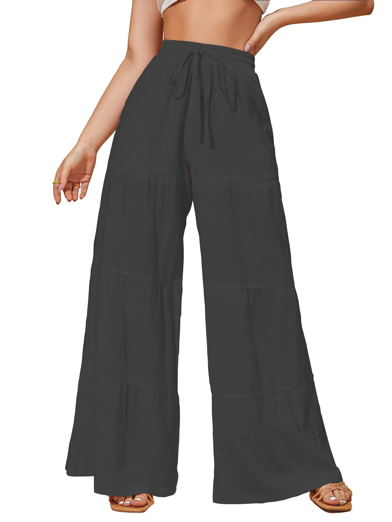 Shasmi Women's Black Solid Ruffle Hem Plazzo Sharara Trousers (Plazzo 68 Black M)
