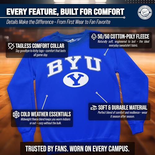 Image of NCAA College Sweatshirt Fleece Crewneck Pullover for Men and Women | Officially licensed NCAA college gameday crewneck pullover - 9 oz fleece lined sweatshirt with arch and logo design