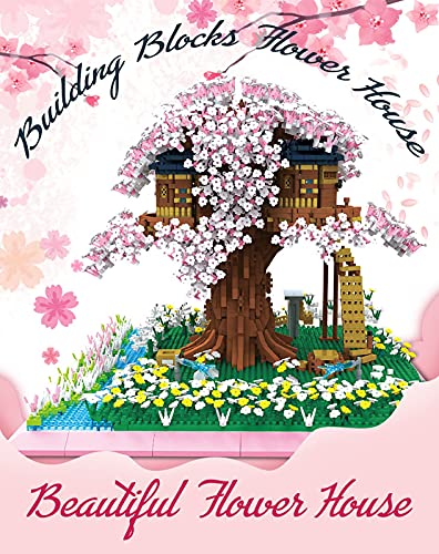 sookin Bausteine Architektur Modell, 5280 Klemmbausteine Sakura Baum Bausteine mit Bauplatten Kirschblüte Gebäude… – Bild 4